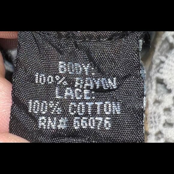 Raviya Black Tie Dye Tunic Deep V Neck Tie Crochet Swimsuit Cover Up Large NWT - Picture 6 of 7